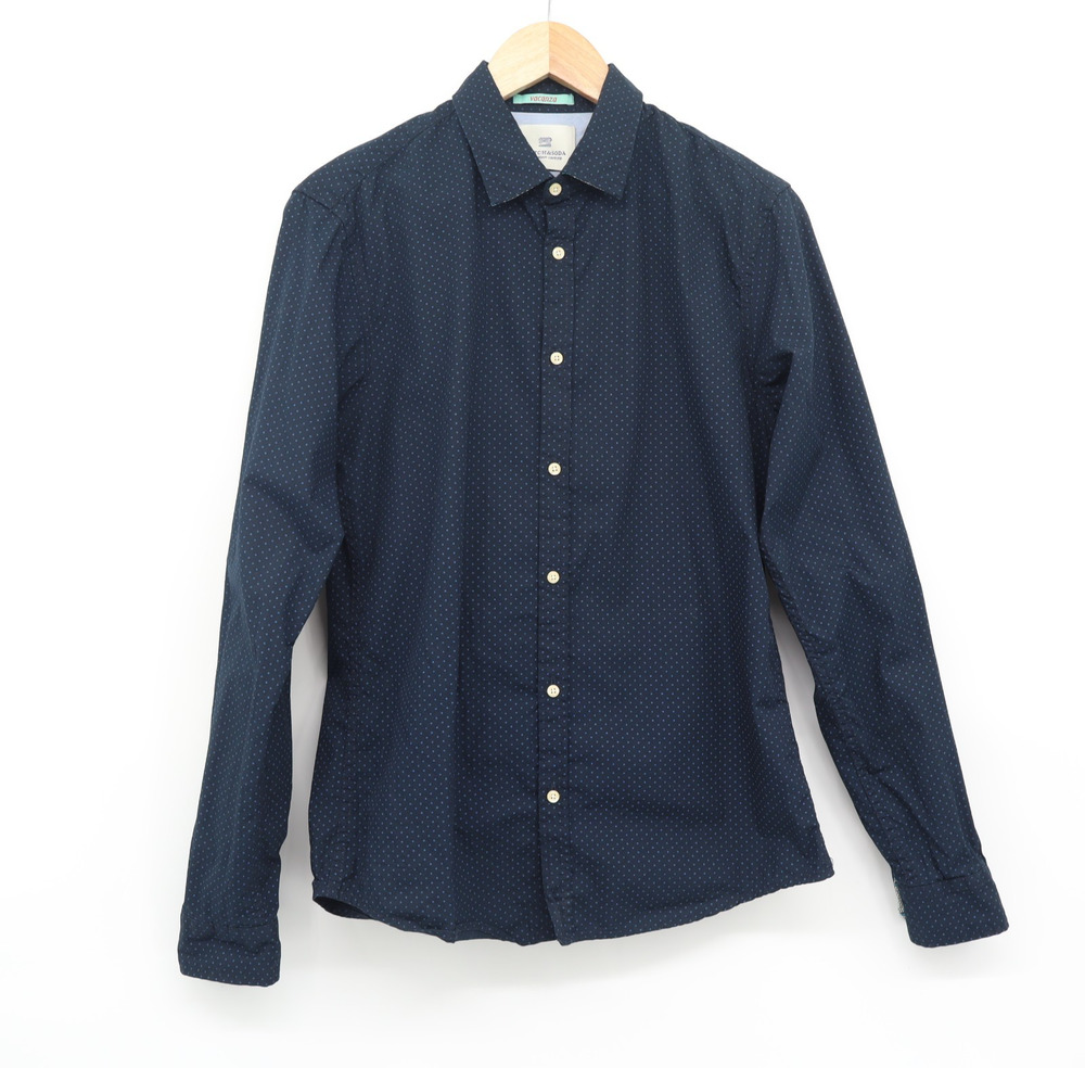 Scotch & Soda Vacanza Sz M Long Sleeve Navy with Blue Circles Quiet Luxury